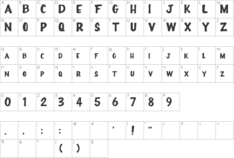 Manjiro'sHw21 font character map preview