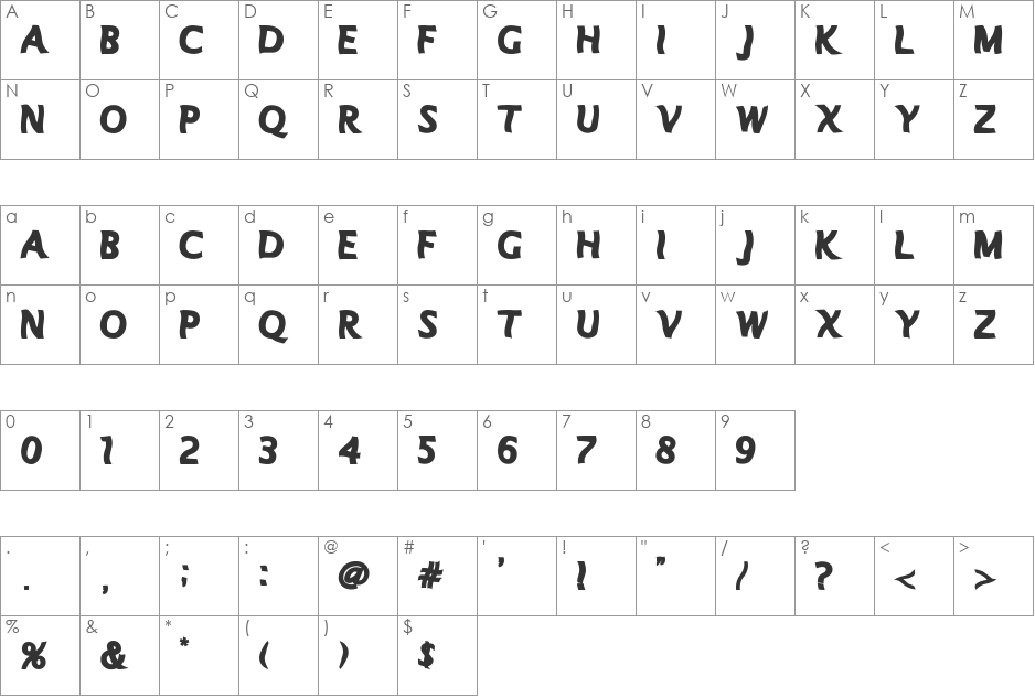 MANOLETE font character map preview