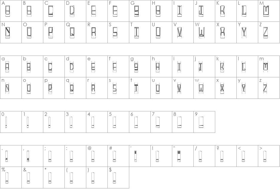 Mansoon Brick font character map preview