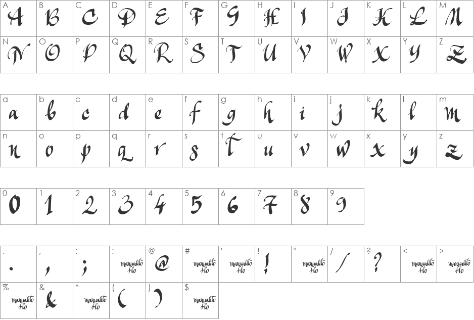 Manualito-Flo font character map preview