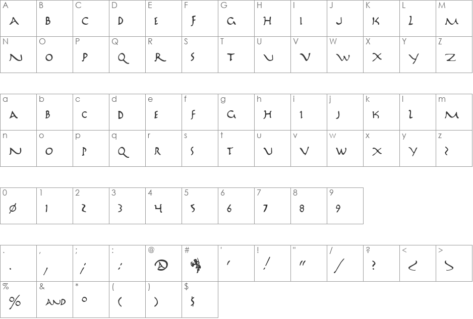 Marathon II font character map preview