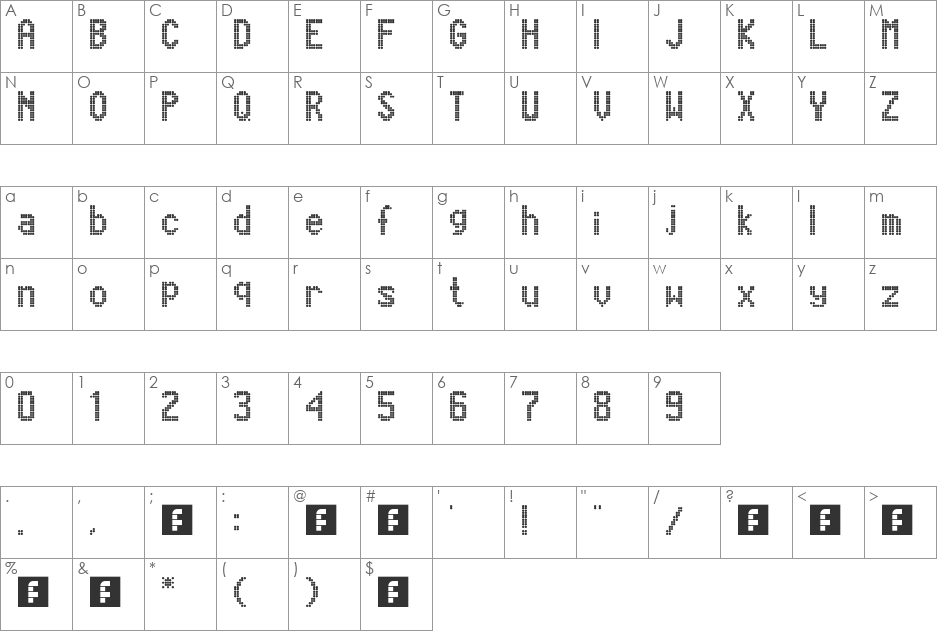 Marcopolo 13x9 font character map preview