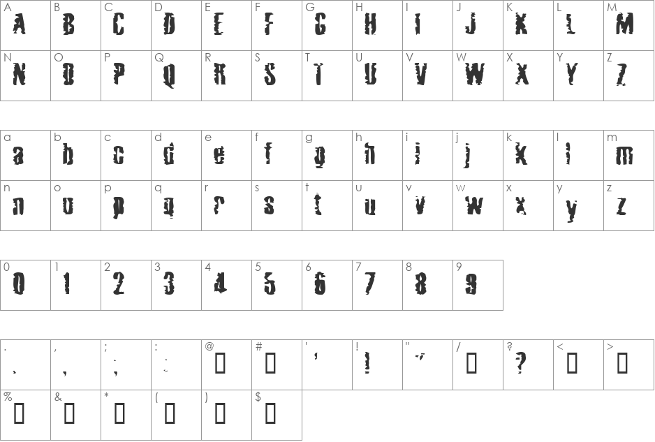 Mardi Gross font character map preview