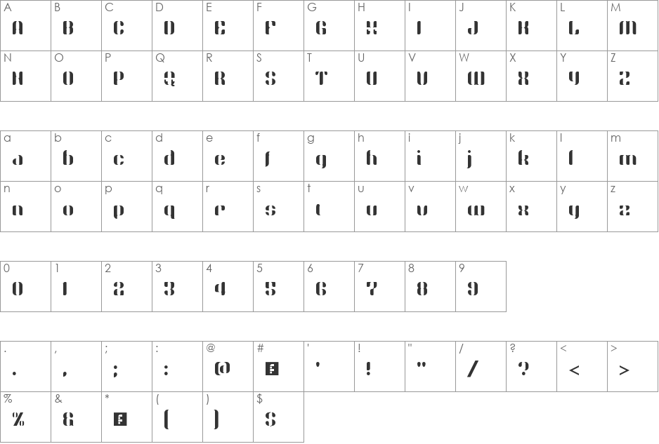 Avast font character map preview