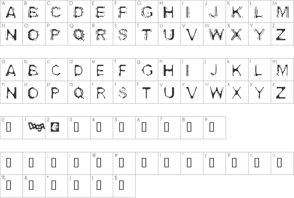 Acid House font character map preview