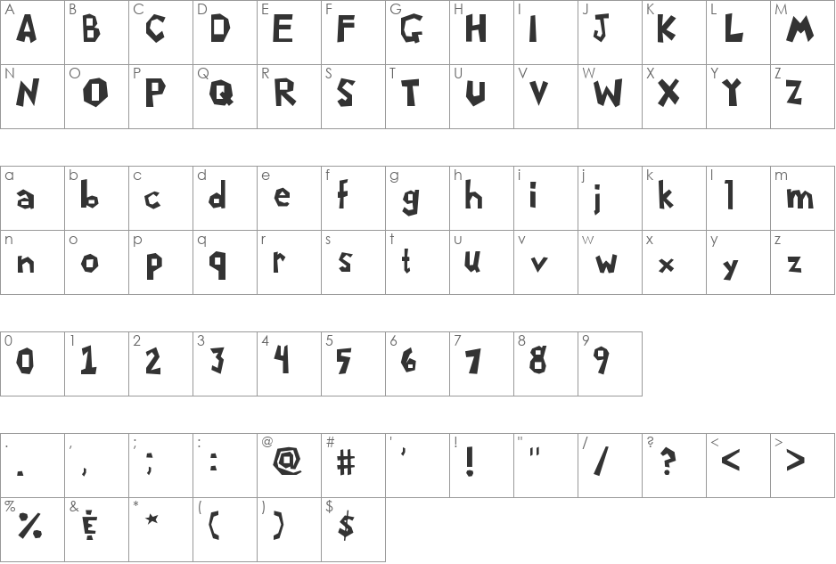 Mario & Luigi font character map preview