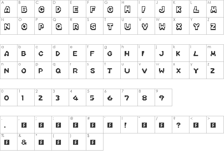 Mario Kart DS font character map preview