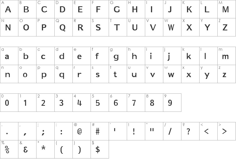 Marke-Bold font character map preview