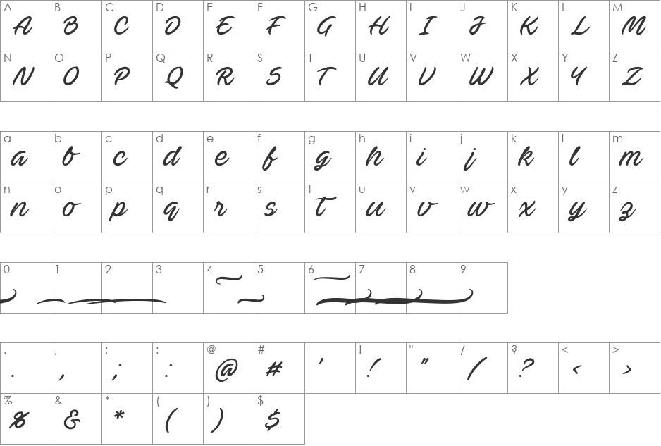 Ave Betwan PERSONAL USE ONLY font character map preview