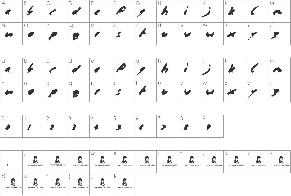 Marker Pen  font character map preview