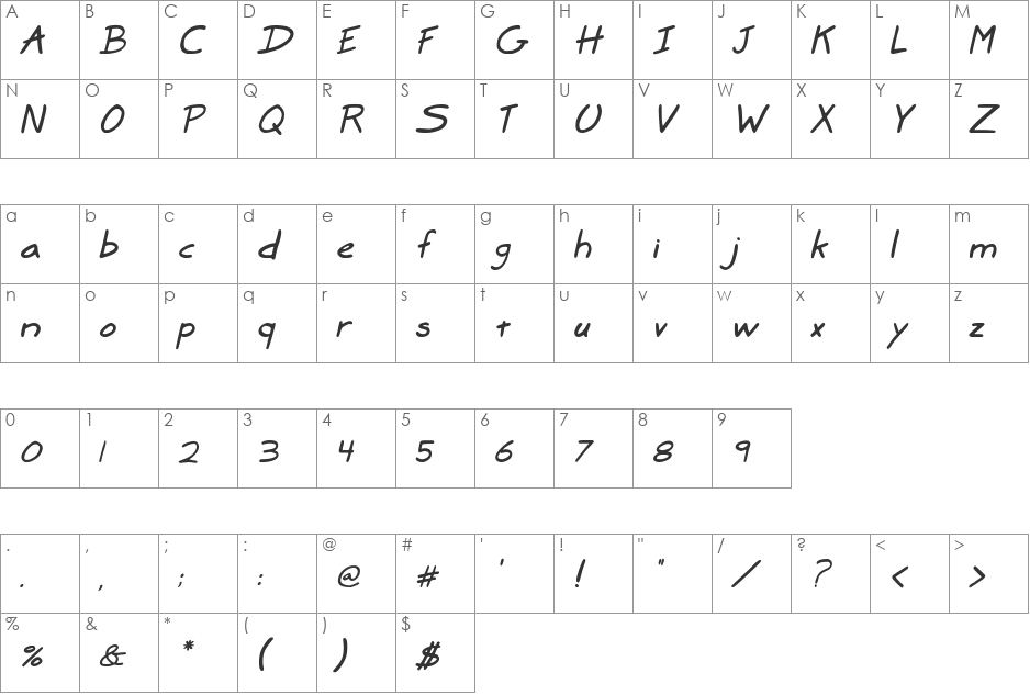 Marker SD font character map preview