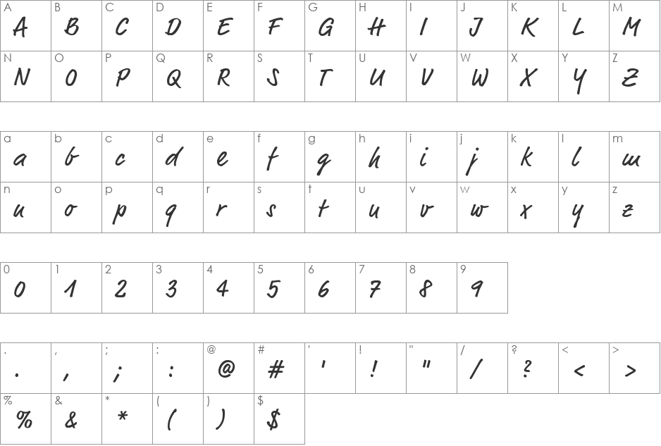 Market-Regular font character map preview