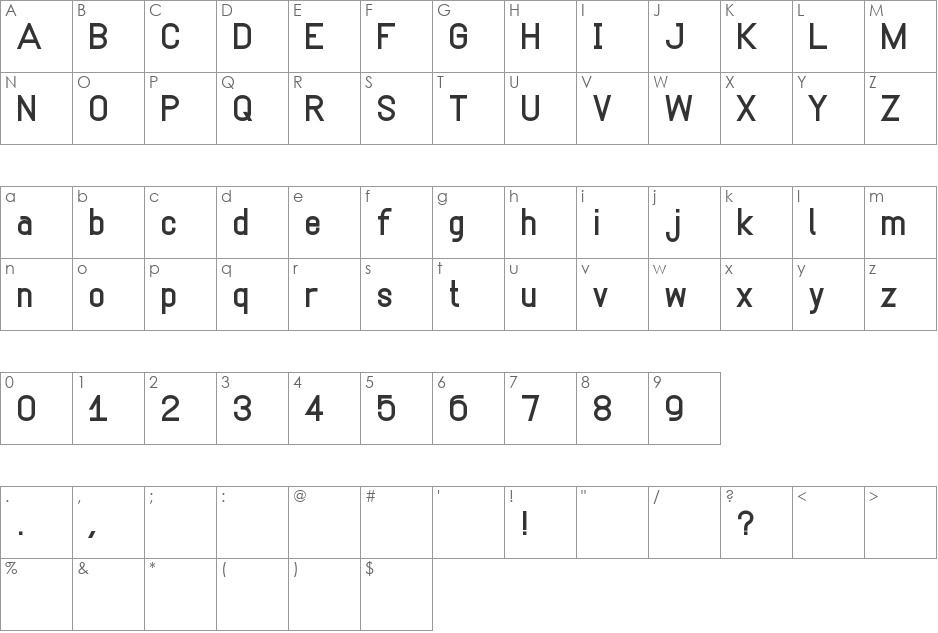 MARKSMAN font character map preview