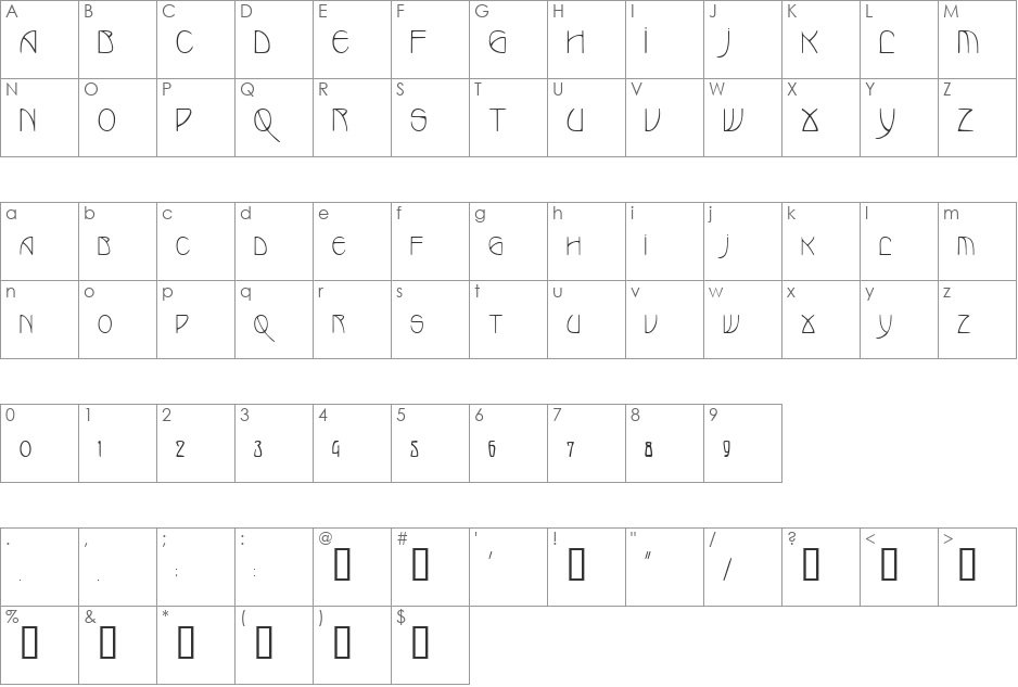 MarloweCondensed font character map preview