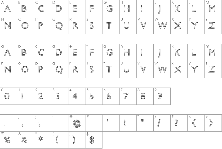 Marquee font character map preview