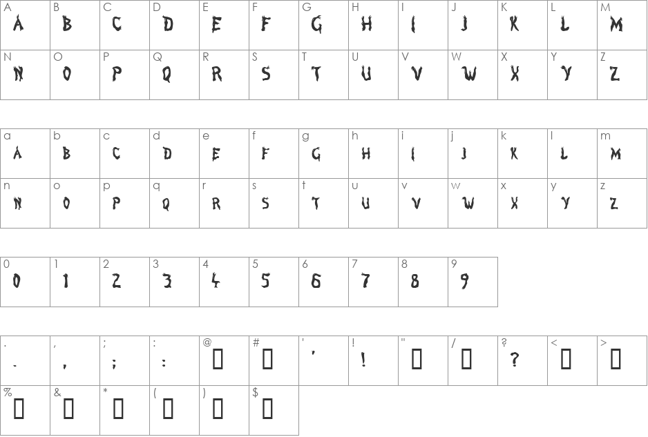 Marsh Gas font character map preview