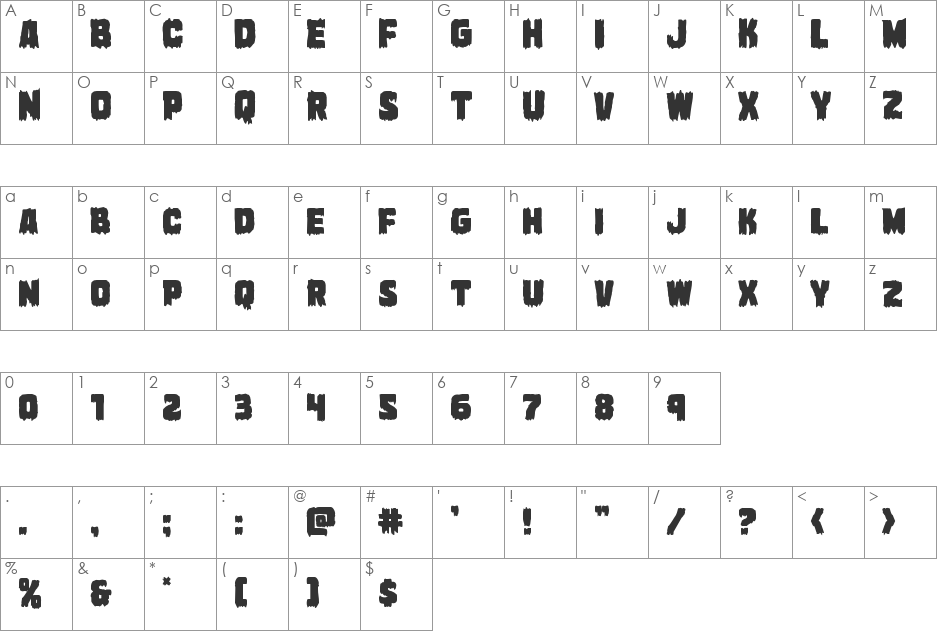 Marsh Thing font character map preview