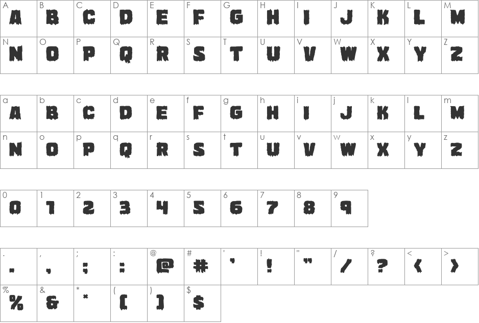 Marsh Thing Expanded font character map preview
