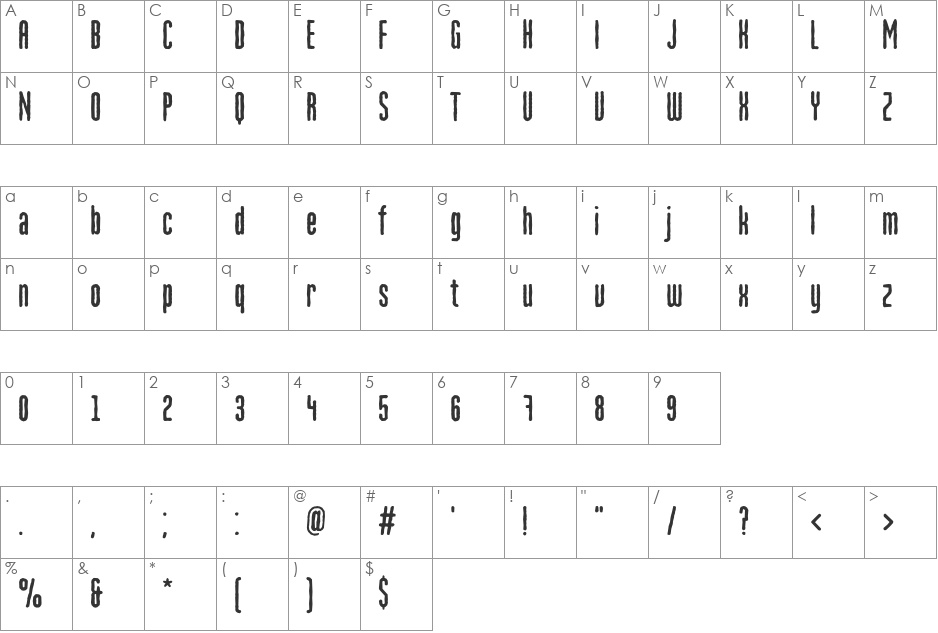 MartenCyr Rough font character map preview