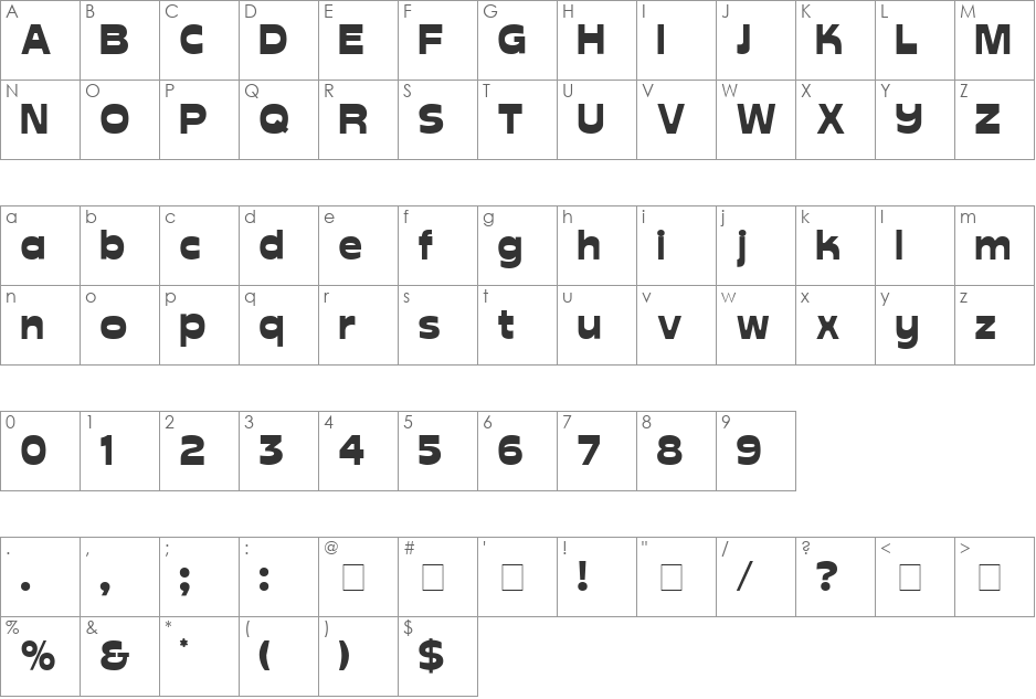 Aver Display SSi font character map preview