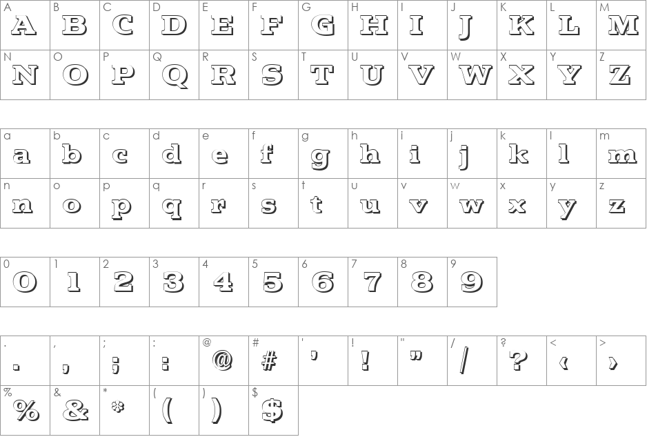 MartinBeckerShadow-ExtraBold font character map preview