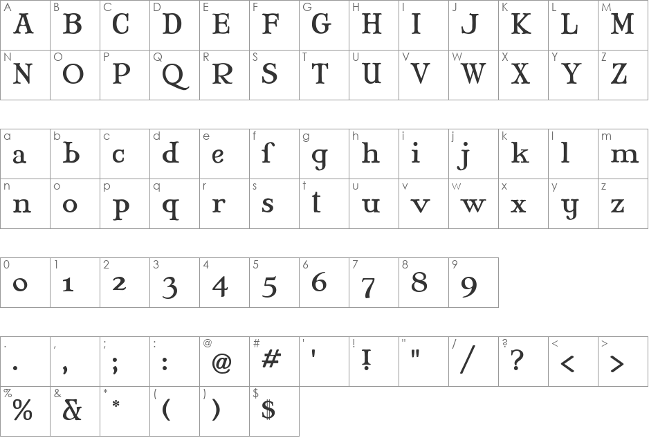 Mary Jane - Greek font character map preview