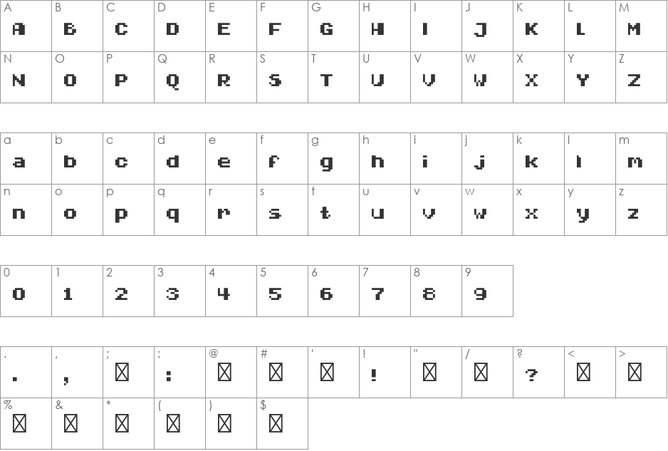 Masaaki font character map preview