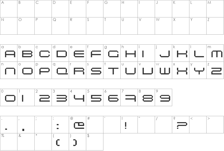 Maschinen font character map preview