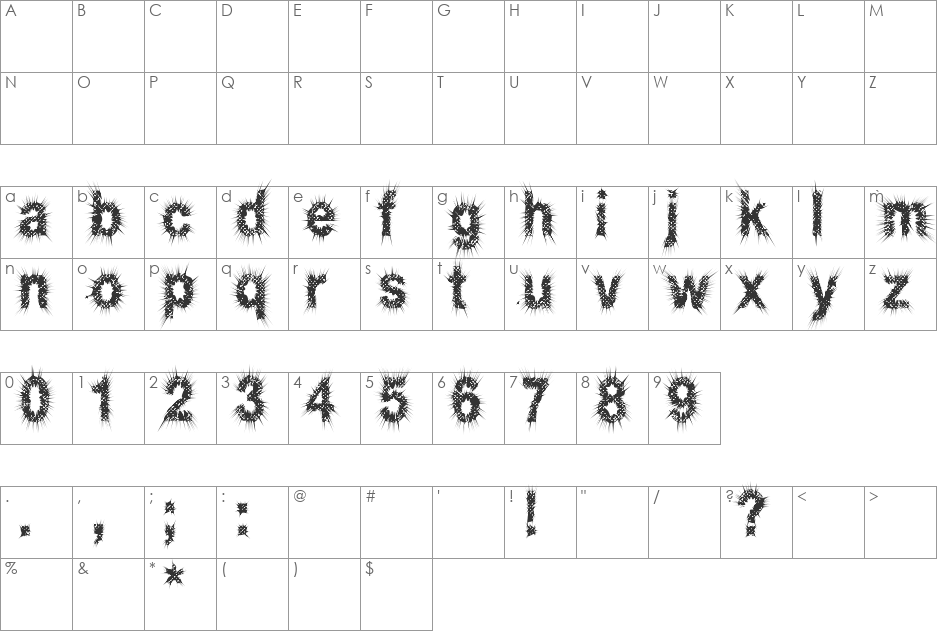 mashen font character map preview