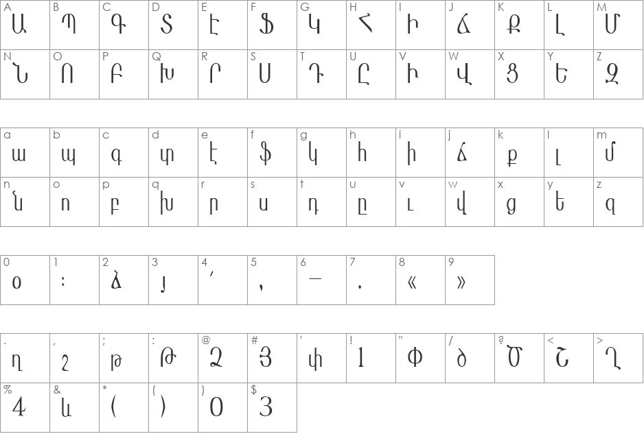 MasisNihar font character map preview