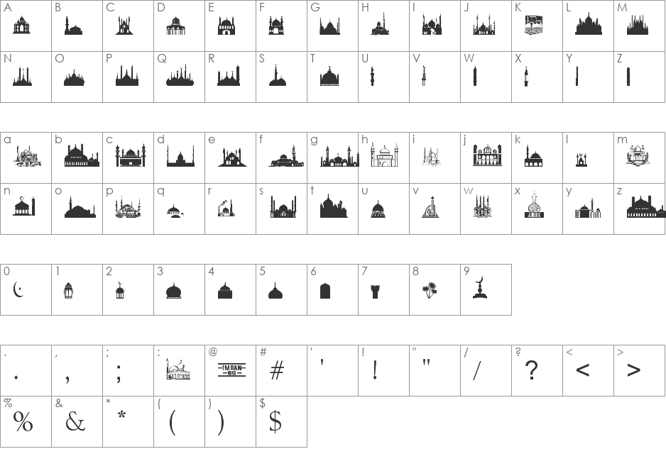 Masjid Al Imran font character map preview