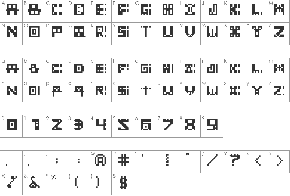 Masked font character map preview