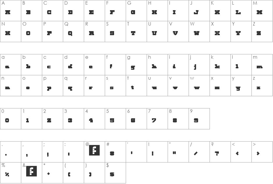 Masphalt font character map preview