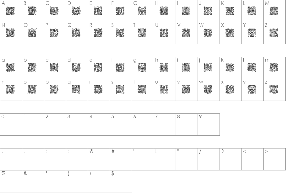 MasselleAM font character map preview