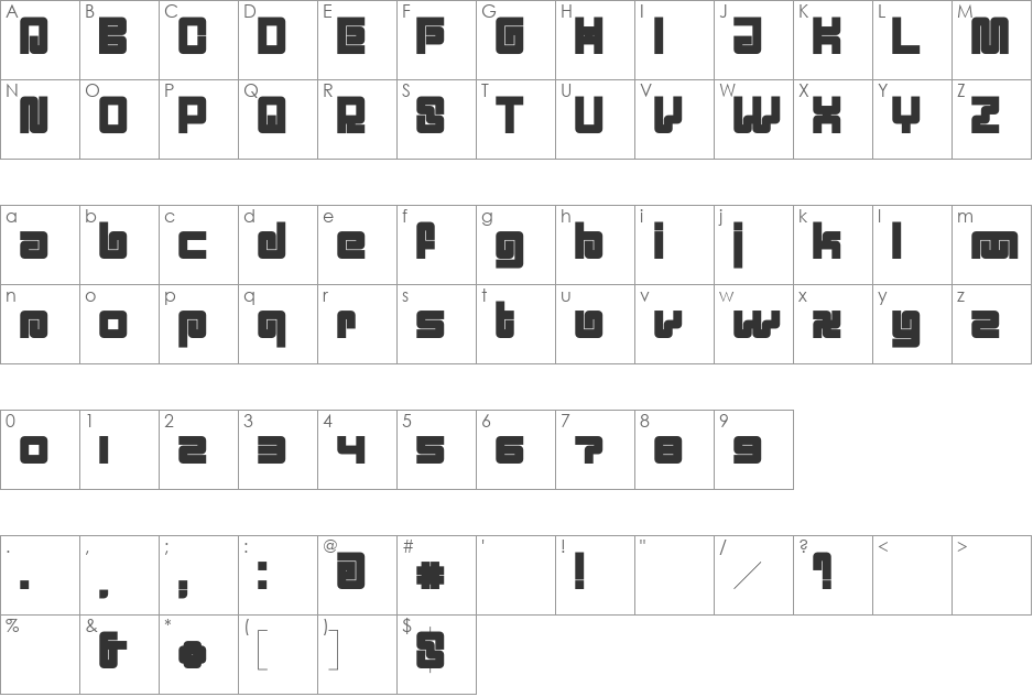 Massief font character map preview