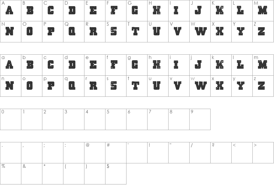 Massive Dynamite font character map preview