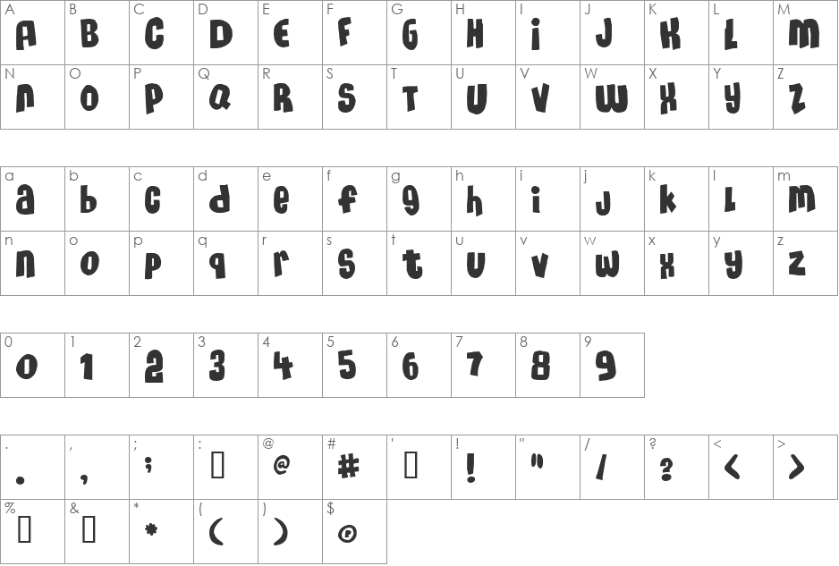MassiveHeadache3 font character map preview