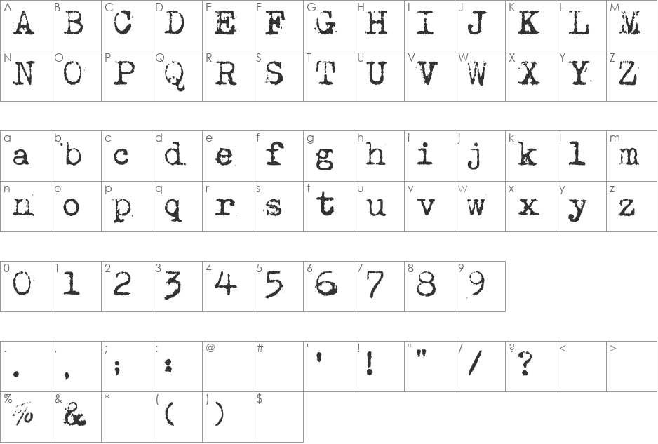 MaszynaAEG font character map preview
