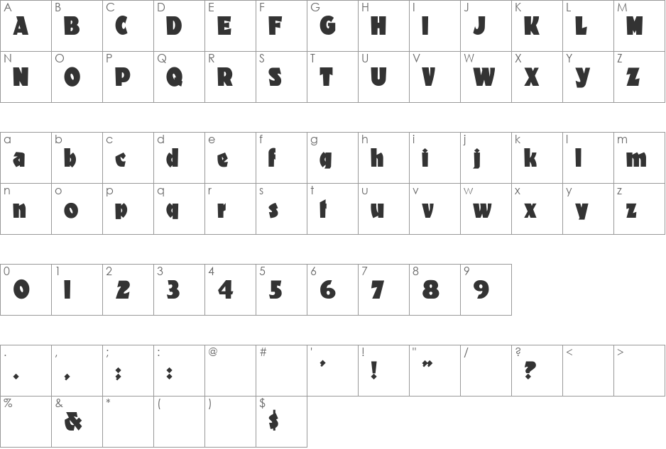 Materhorn NF font character map preview