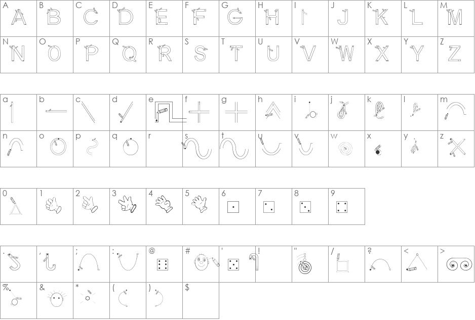 Maternellecolor graphisme font character map preview