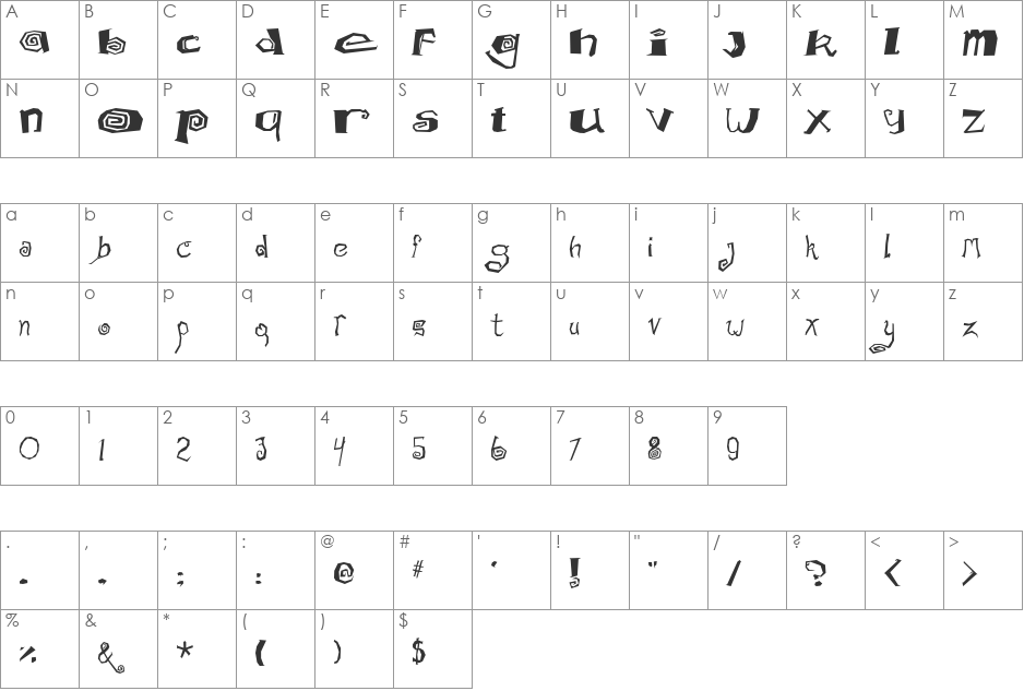 Math Donuts font character map preview