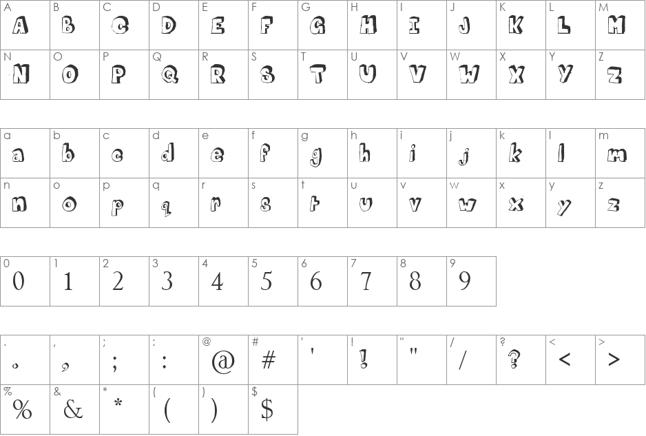 Mathematics Boredom font character map preview