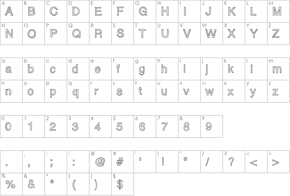 Matias font character map preview