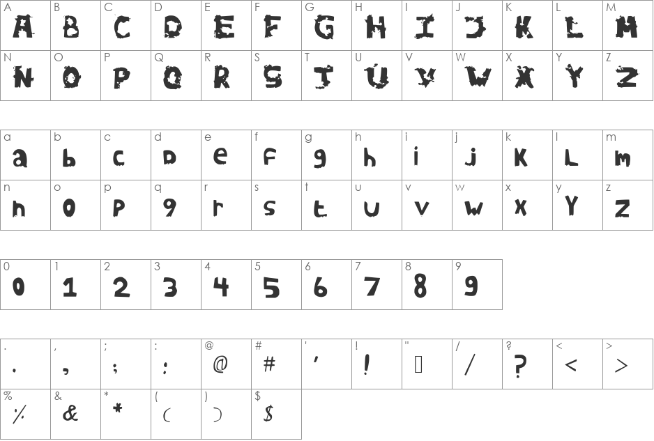 AVidaNova font character map preview