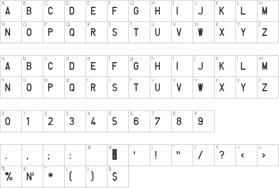 Matricula Espanola font character map preview