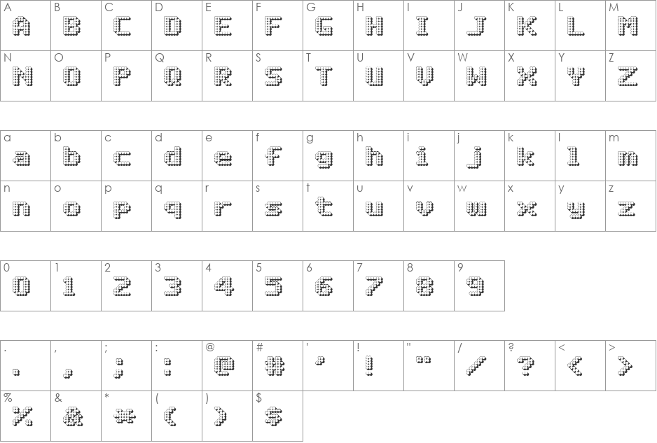 Matrix Complex 3D NC font character map preview