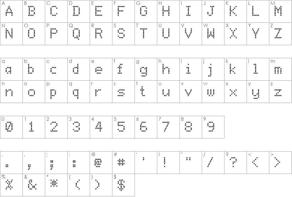 Matrixdit font character map preview