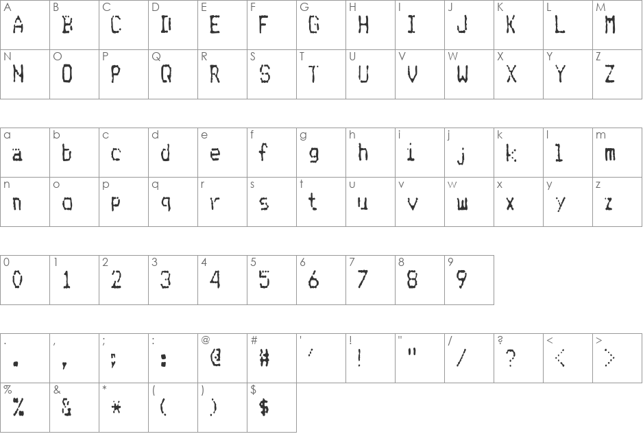 MatrixDot font character map preview