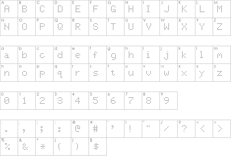MatrixSSK font character map preview