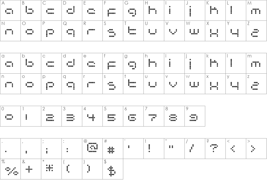matrixtron font character map preview